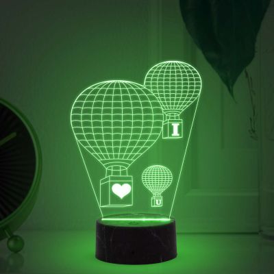 3D Illusion I love U Air Balloon Acrylic Led Night lamp 16 Color Changing Light with Remote Control  Kids Room Decor Light